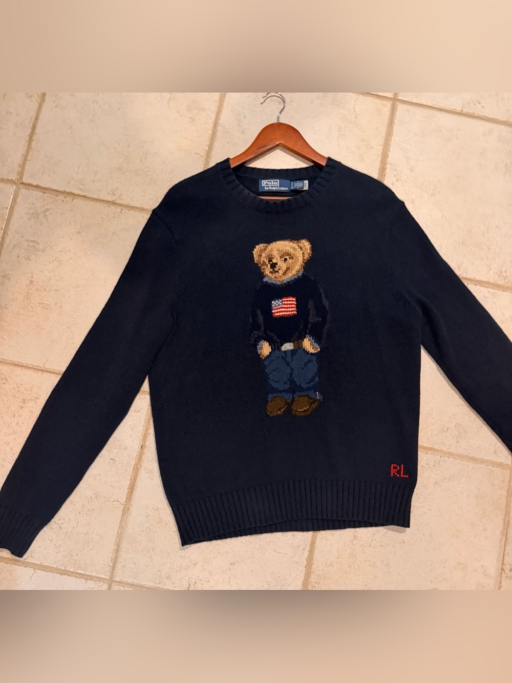 Ralph Lauren Navy Polo Bear Crewneck Sweater